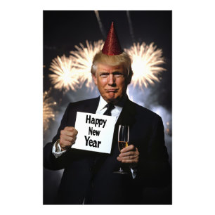 Donald Trump Celebrates nyår i Stil Fototryck