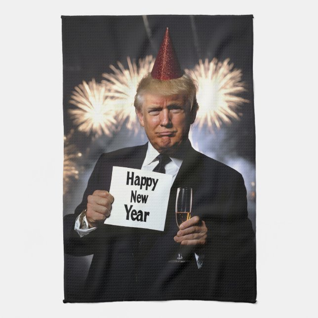 Donald Trump Celebrates nyår i Stil Kökshandduk (Vertikal)
