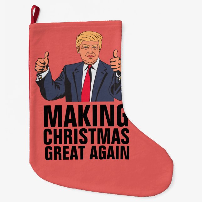 DONALD TRUMP CHRISTMAS STOCKINGS, Lustigt Stor Julstrumpa (Framsidan)