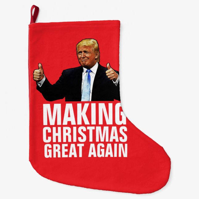 DONALD TRUMP CHRISTMAS STOCKINGS, Lustigt Stor Julstrumpa (Framsidan)