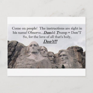 Donald Trump = Don't Vykort