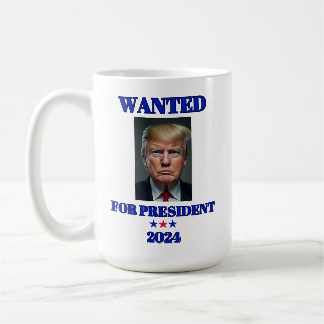 Donald Trump efterlyste president 2024 Kaffemugg (Vänster)