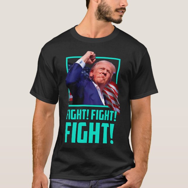 Donald Trump Fighting Stronger Supports Am T Shirt (Framsida)