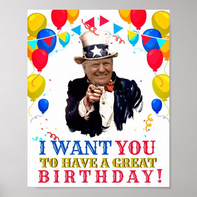 Donald Trump Firande Balloons Birthday Poster (Framsidan)