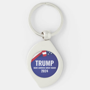 Donald Trump för president 2024 Modern Swirl Silverfärgad Nyckelring