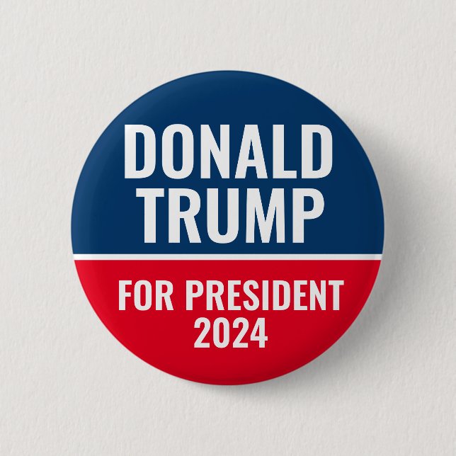 Donald Trump för president 2024 Pinback Button Knapp (Framsida)