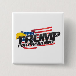 Donald Trump För president-knapp (med hår) Knapp