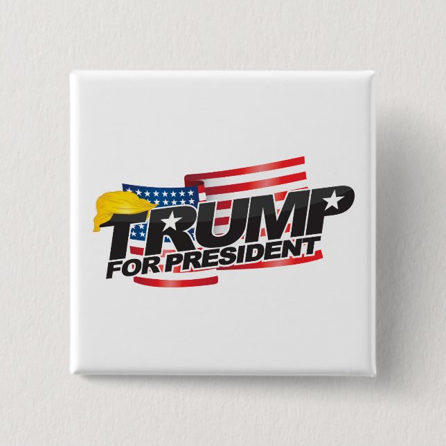 Donald Trump För president-knapp (med hår) Knapp (Framsida)