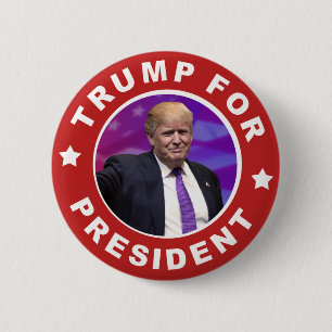 Donald Trump för Retro rött för presidentfoto Knapp