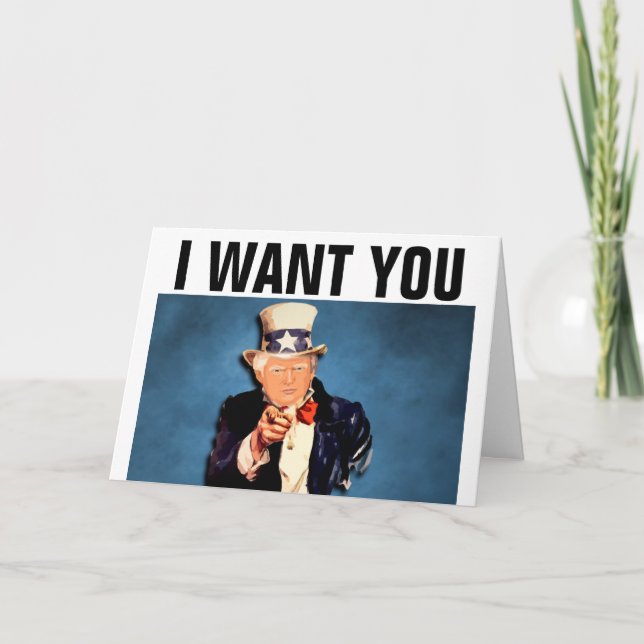 DONALD TRUMP FUNNY FÖDELSEDAGSKORT, UNCLE SAM KORT (Framsida)