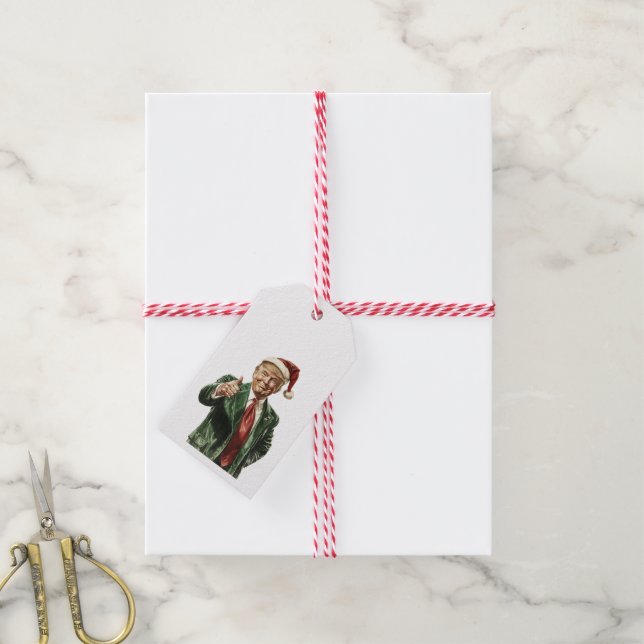 Donald Trump Funny jul Gift Märkre Presentetikett (Med Snöre)