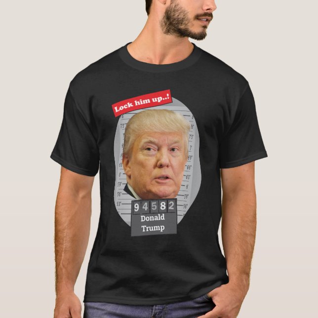 DONALD TRUMP 🤣 Funny Mugshot Novelty lås upp hono T Shirt (Framsida)
