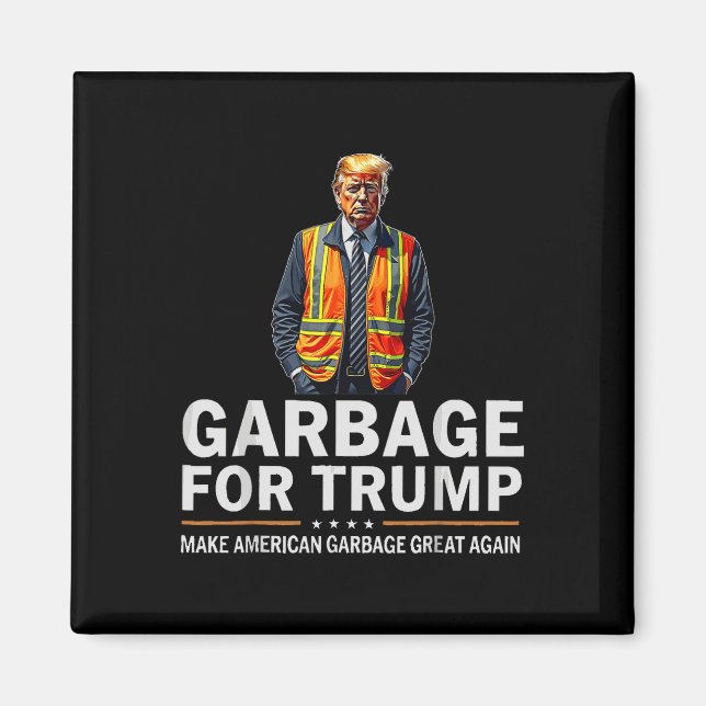 Donald Trump Garbyge Orange Reflective Safety Vest Magnet (Framsidan)
