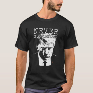 Donald Trump ger aldrig upp Mugg skott 24 20 T Shirt
