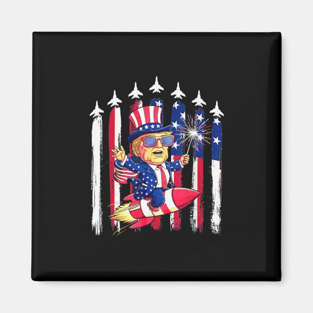 Donald Trump Glad 4:e Juli För Patrioter Amerika Magnet (Framsidan)