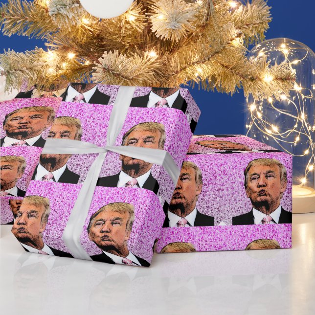 DONALD TRUMP GLITTER CHRISTMAS KISS WRAPPING PAPPE PRESENTPAPPER (Helgdagar)