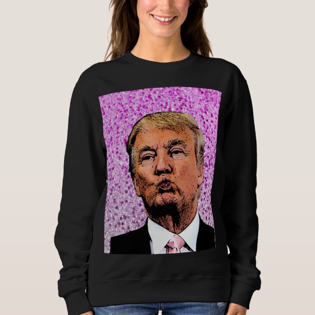 DONALD TRUMP GLITTER KISS WOMENS T-SHIRTS (Framsida)