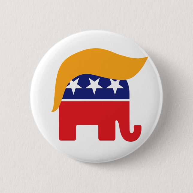 Donald Trump GOP Elefant Hår Knapp (Framsida)