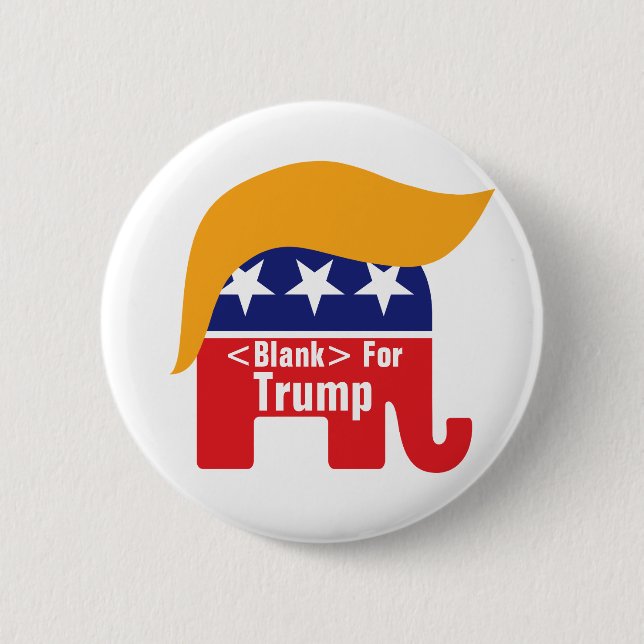 Donald Trump GOP Elefant Hår - Lägg till Anpassad  Knapp (Framsida)