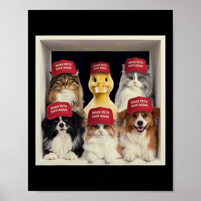 Donald Trump Gör Husdjur Säkra Igen Röd Hatt 2024  Poster (Framsidan)