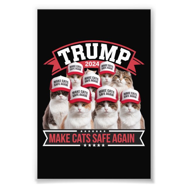 Donald Trump gör katter Säkra igen 2024 Debatt Fototryck (Framsidan)