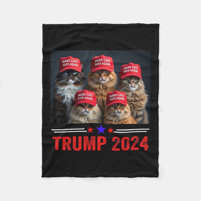 Donald Trump gör katter Säkra igen Red Hat 2024 De Fleecefilt (Framsidan)