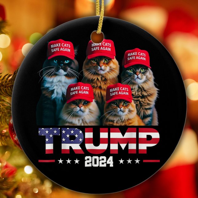 Donald Trump Gör katter Säkra igen Red Hat 2024 Julgransprydnad Keramik (Skapare uppladdad)