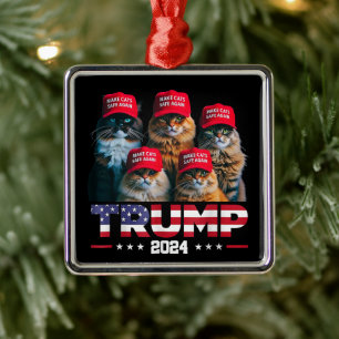 Donald Trump Gör katter Säkra igen Red Hat 2024 Julgransprydnad Metall