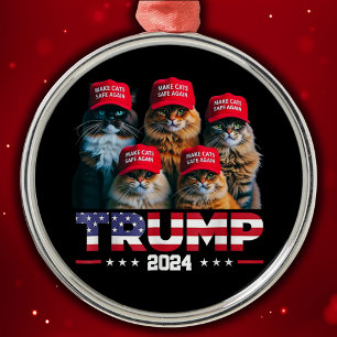 Donald Trump Gör katter Säkra igen Red Hat 2024 Julgransprydnad Metall