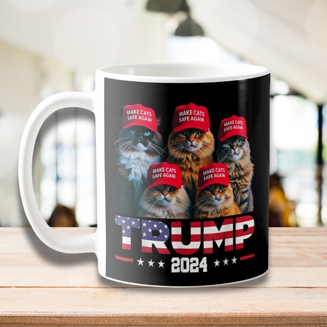 Donald Trump Gör katter Säkra igen Red Hat 2024 Kaffemugg (Skapare uppladdad)