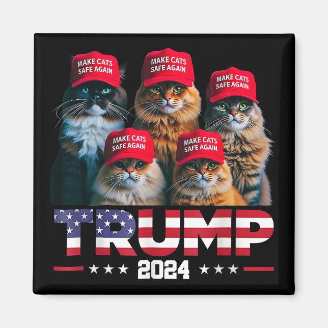 Donald Trump Gör katter Säkra igen Red Hat 2024 Magnet (Framsidan)