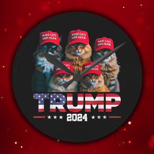 Donald Trump Gör katter Säkra igen Red Hat 2024 Rund Klocka
