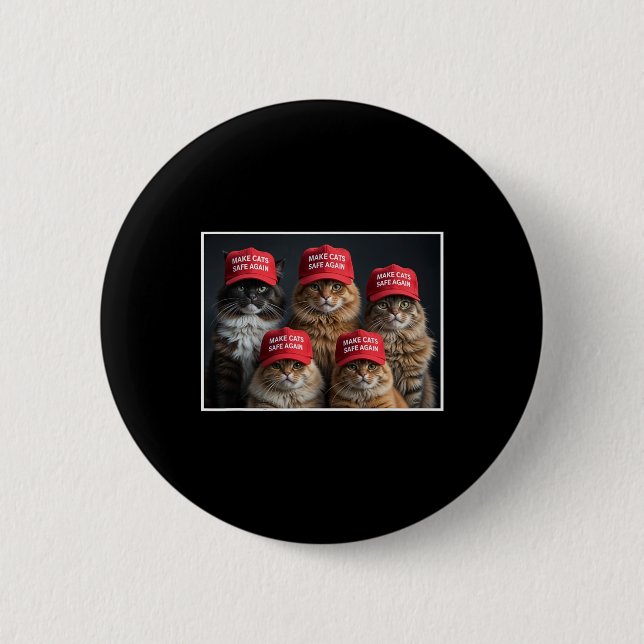 Donald Trump Gör Katter Säkra Igen Röd Hatt 2024 D Knapp (Framsida)