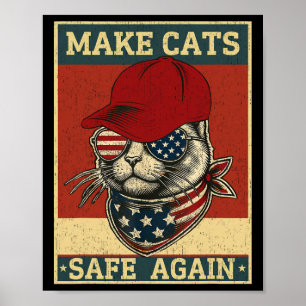 Donald Trump Gör Katter Säkra Igen Röd Hatt 2024 D Poster