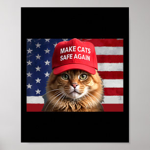Donald Trump Gör Katter Säkra Igen Röda Hatt 2024 Poster
