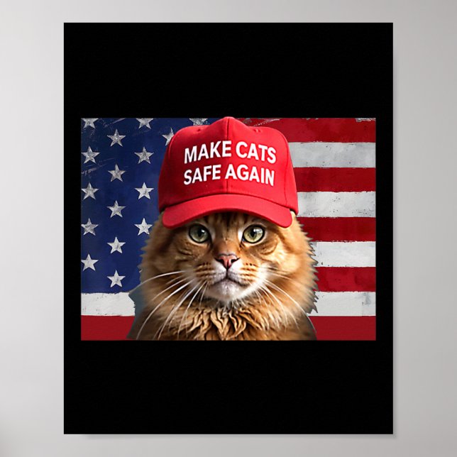 Donald Trump Gör Katter Säkra Igen Röda Hatt 2024  Poster (Framsidan)