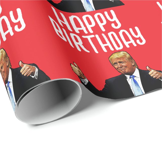 DONALD TRUMP GRATTIS PÅ FÖDELSEDAGEN WRAPPING PAPP PRESENTPAPPER (Rullad Hörn)