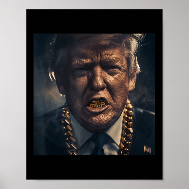 Donald Trump Guld Grillz Poster (Framsidan)