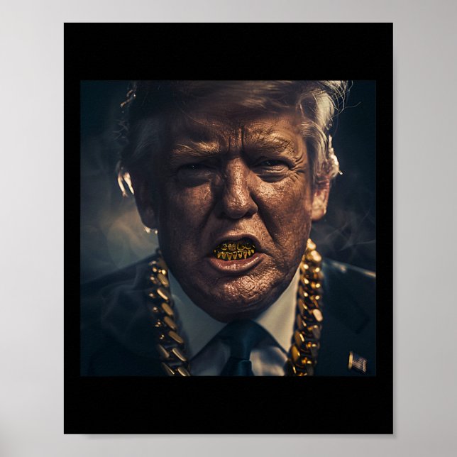 Donald Trump Guld Grillz Poster (Framsidan)