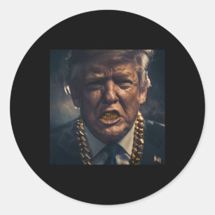 Donald Trump Guld Grillz Runt Klistermärke