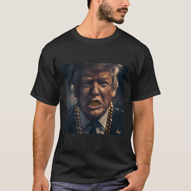 Donald Trump Guld Grillz T Shirt (Framsida)