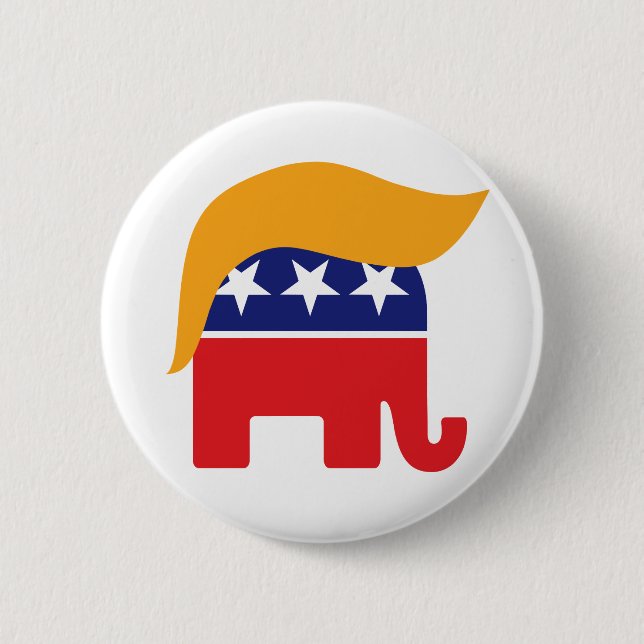 Donald Trump Hair GOP Elephant Logotyp Knapp (Framsida)