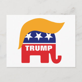 Donald Trump Hair GOP Elephant Logotyp Vykort