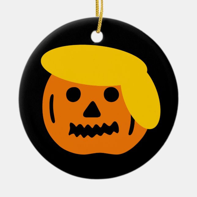 Donald Trump Halloween-pumphuvud Julgransprydnad Keramik (Framsidan)