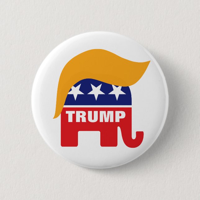 Donald Trump Hår GOP Elefant Logotyp Knapp (Framsida)