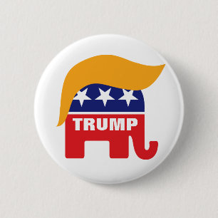 Donald Trump Hår GOP Elefant Logotyp Knapp