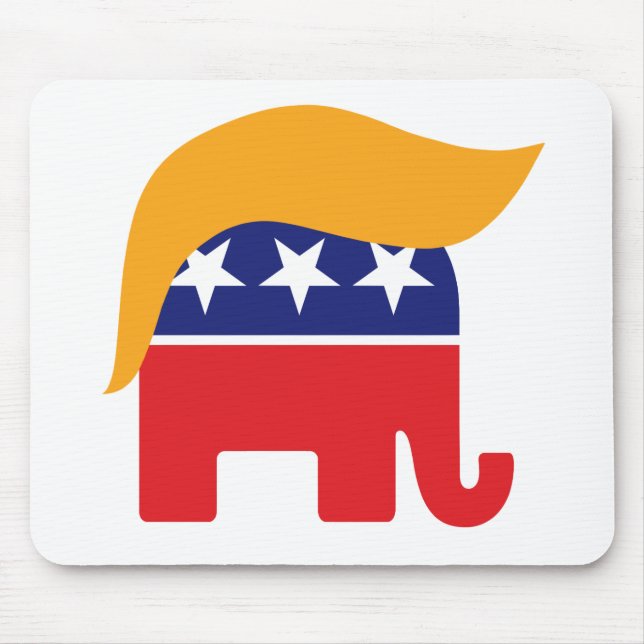 Donald Trump Hår GOP Elefant Logotyp Musmatta (Framsidan)