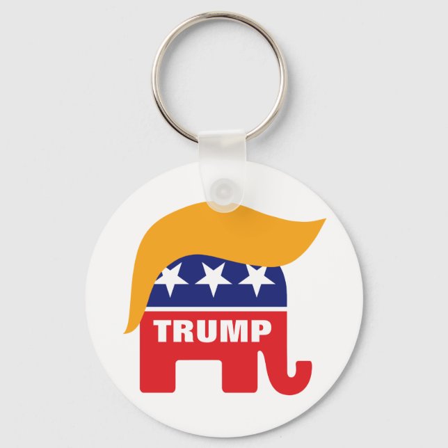 Donald Trump Hår GOP Elefant Logotyp Nyckelring (Framsida)