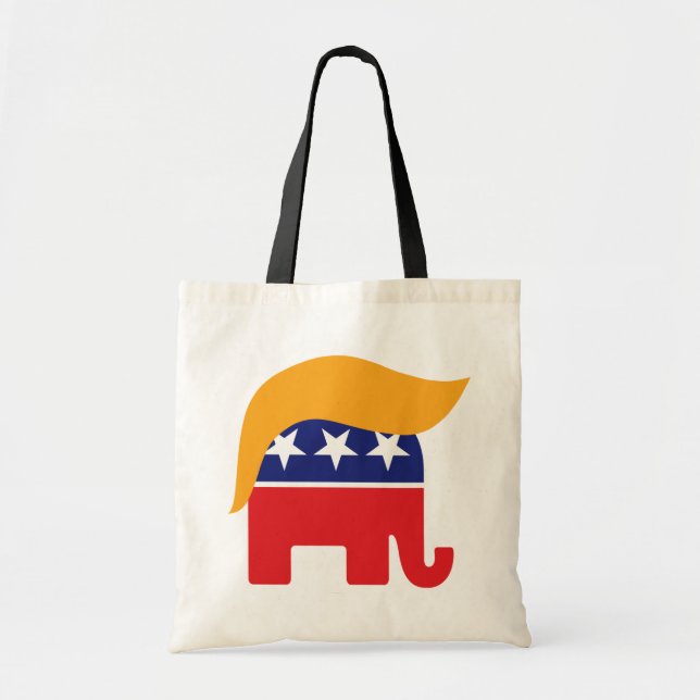 Donald Trump Hår GOP Elefant Logotyp Tygkasse (Framsidan)