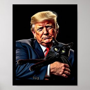Donald Trump Holding Cat Graphic Funy Politik M Poster
